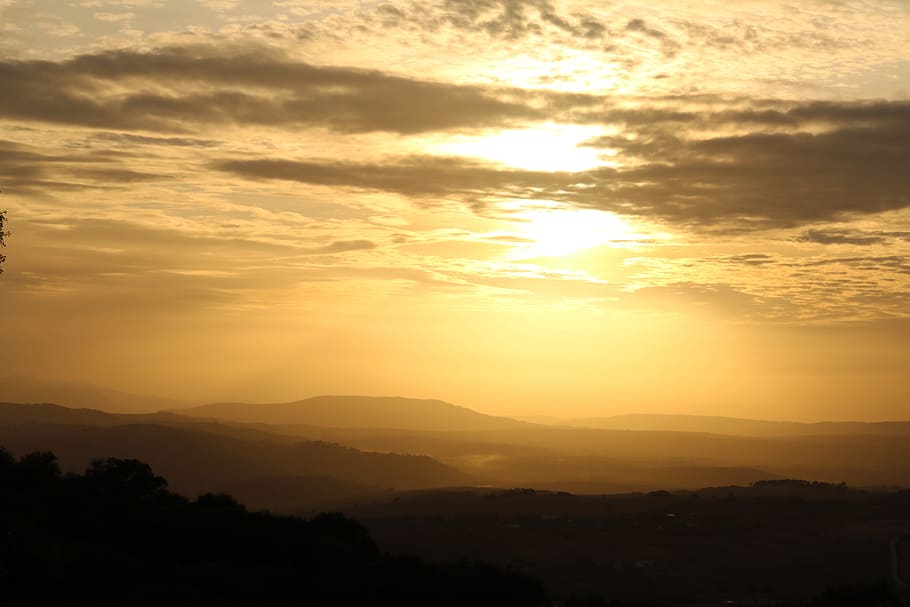 sunset, dawn, nature, sky, outdoors, landscape, cloud, fog HD wallpaper