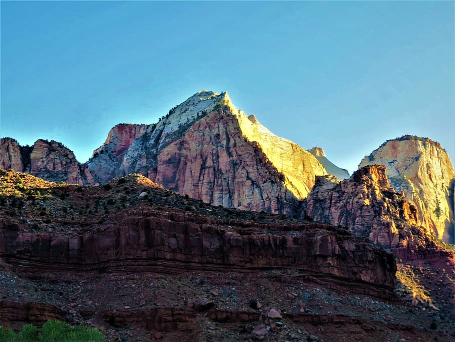 sunrise, dramatic, mountains, utah, hiking, rock, rock formation HD wallpaper
