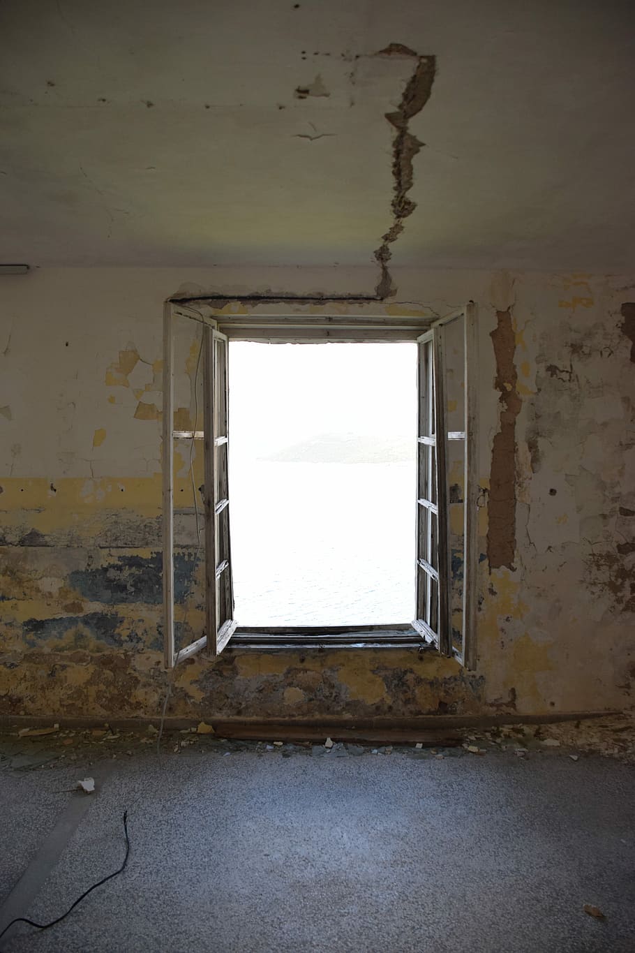 opened white pane window between white wall, Decay, Crumble HD wallpaper