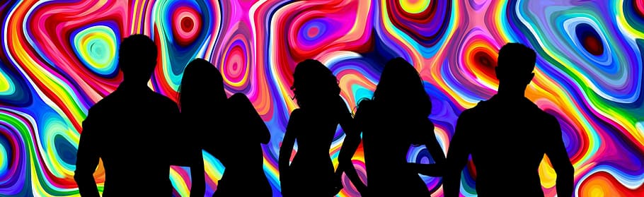 silhouette of men and women with abstract background, Party, Celebration