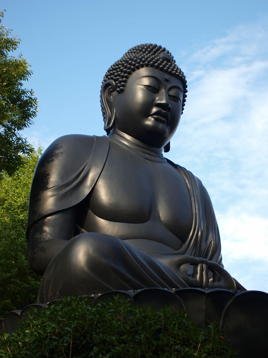 Big Buddha, Sideways, Statue, sky, sculpture, beauty, blue HD wallpaper