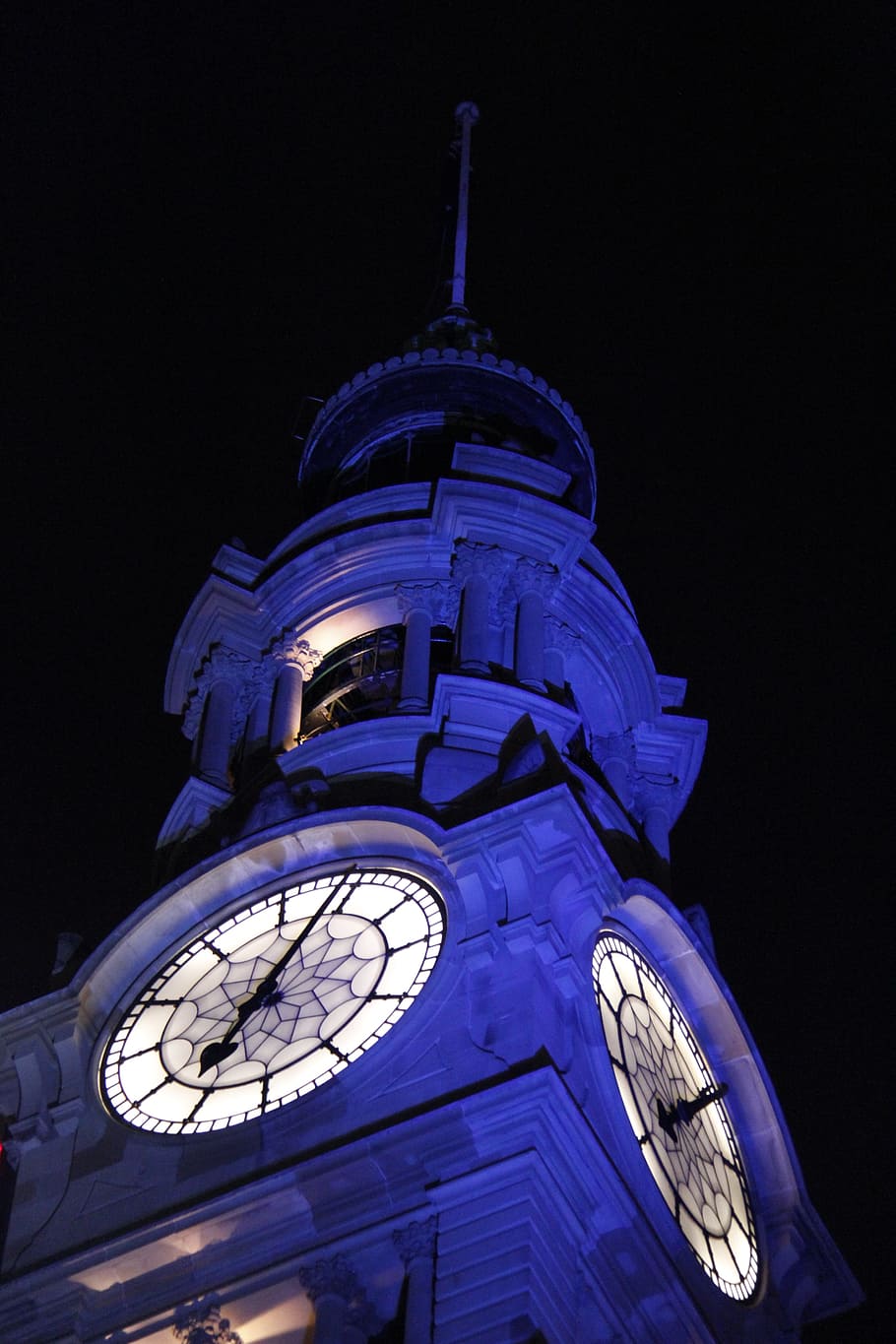 Clock, Town, Night, Colour, Architecture, tower, city, building HD wallpaper
