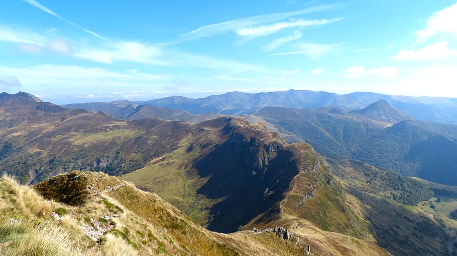 mountains, ridge, landscape, scenic, range, mountain range HD wallpaper