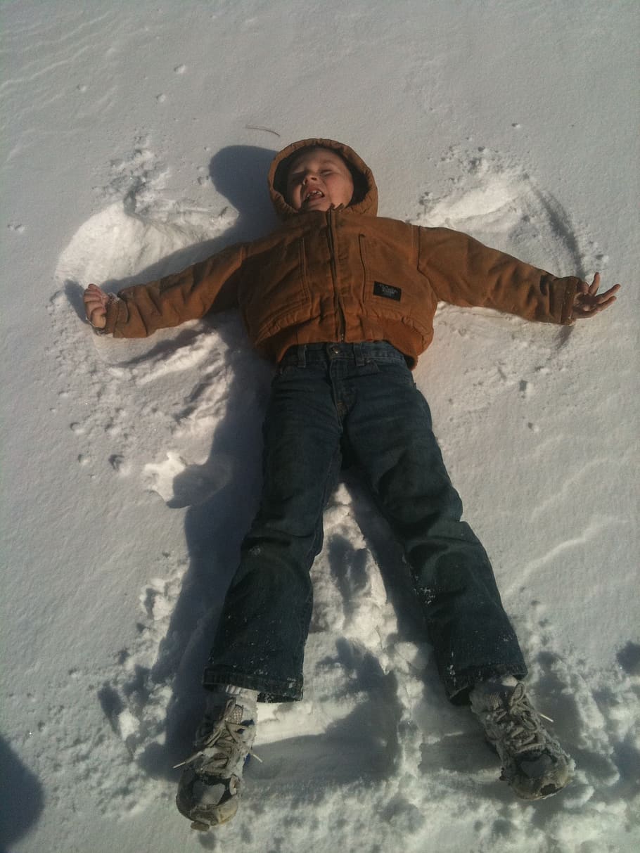 kid, snow, angel, one person, full length, leisure activity HD wallpaper