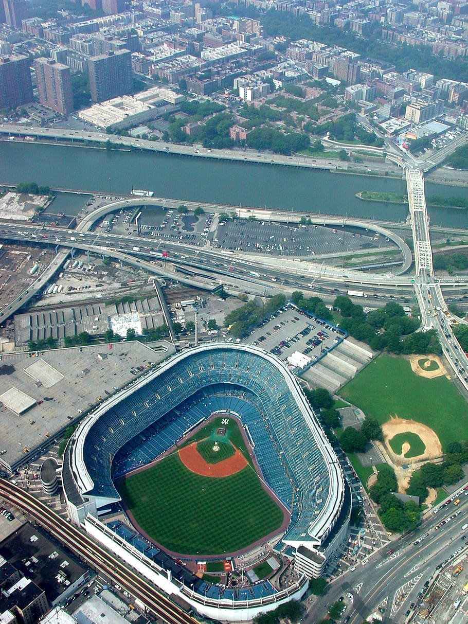 aerial view of baseball field, stadium, new york, nyc, usa, sports, HD wallpaper