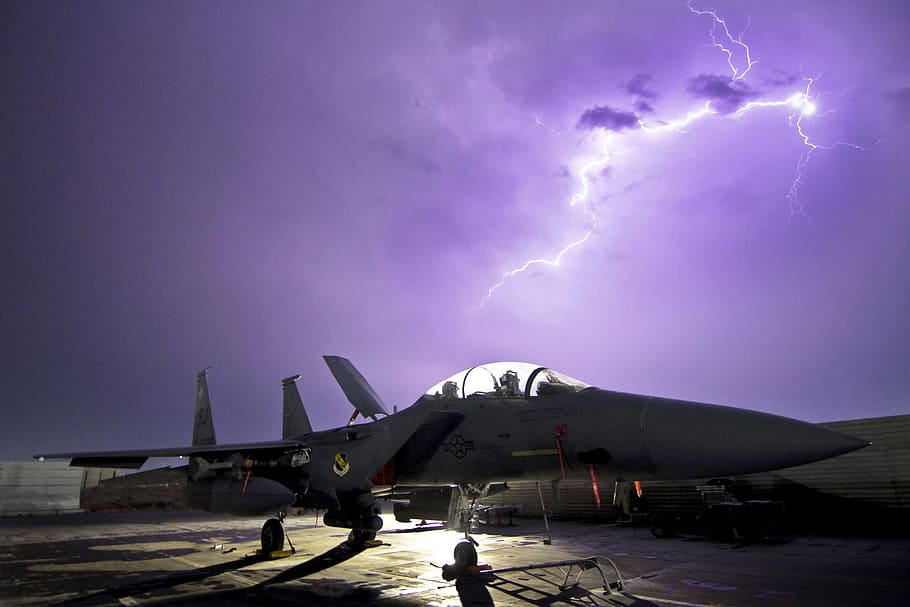 gray jet under purple skies, sky, clouds, plane, fighter, weather HD wallpaper