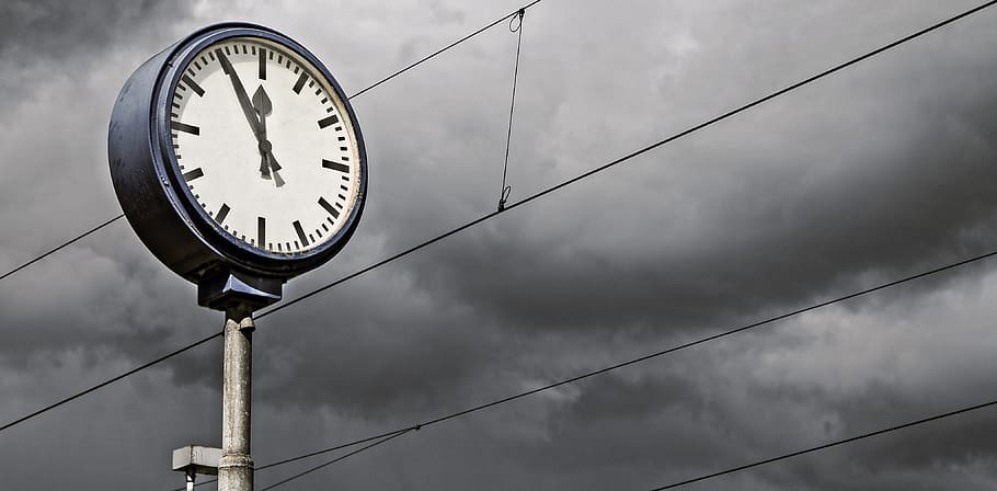 clock, nature, forward, clouds, dark, weird, low angle view HD wallpaper