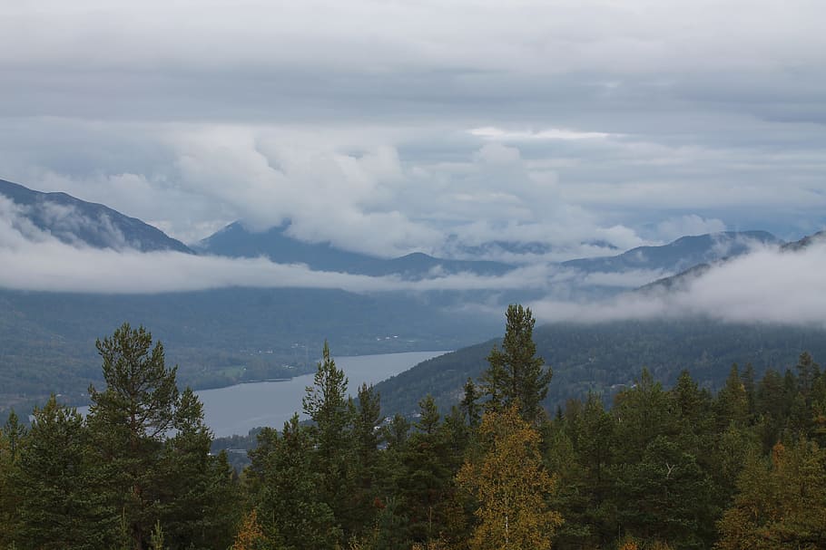 nature, mountain, norway, cloudy, lake, natural, beauty in nature HD wallpaper