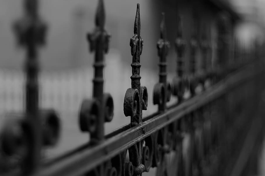 black wrought iron fence, metal, old, selective focus, no people HD wallpaper