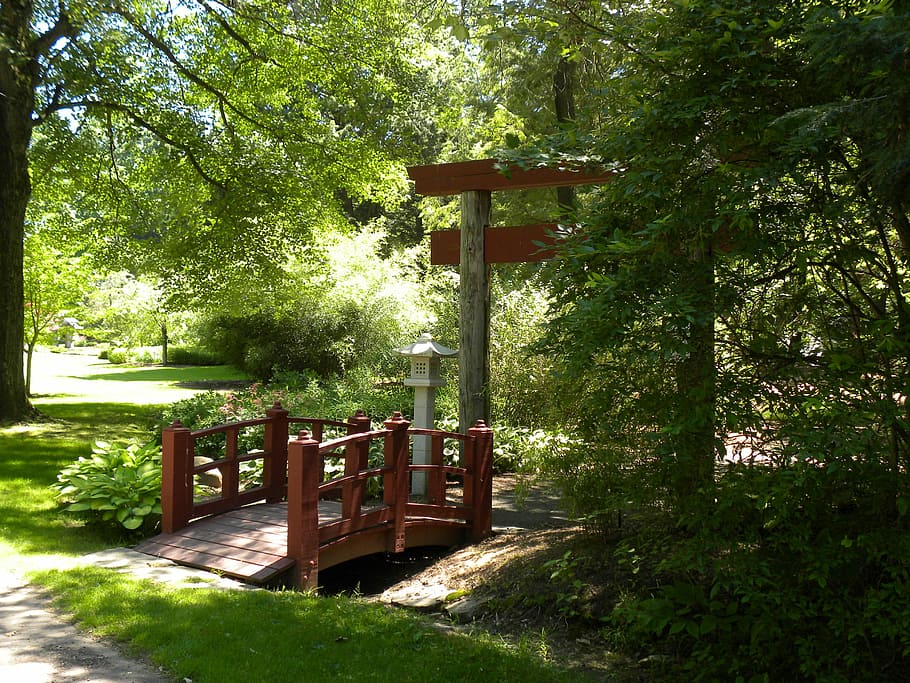 Red, Bridge, Path, Gate, Gateway, Cross, journey, walk, walkway HD wallpaper