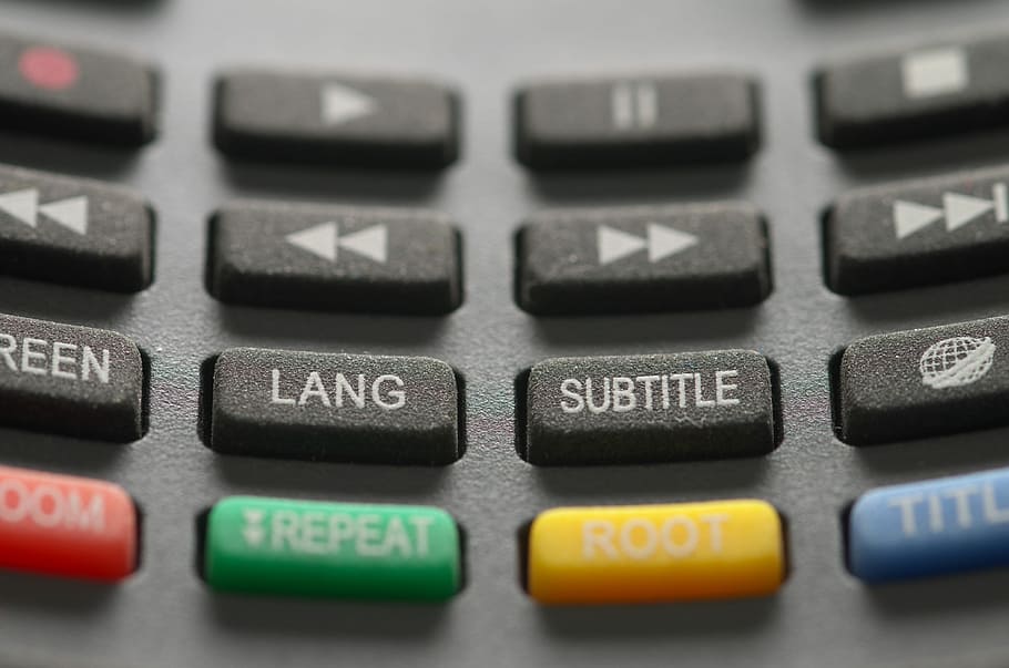 gray TV remote, black remote control buttons, close up, technology HD wallpaper