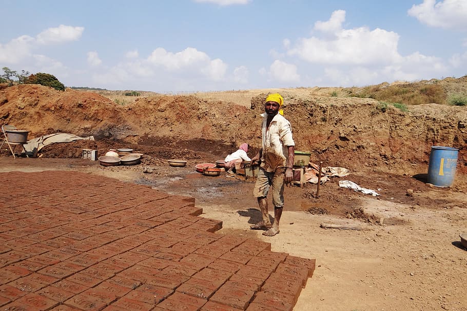 brick-laying, brick-making, worker, dharwad, india, cement HD wallpaper