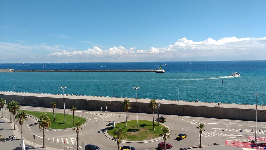 View, Cruise, Ship, from, royal, sea, sky, water, day, horizon over water HD wallpaper