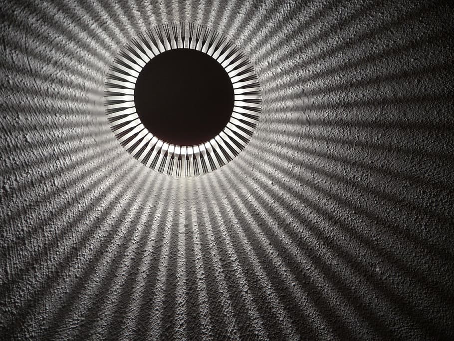 lamp, light, lighting, rays, sun, wall lamp, hell, dark, shadow HD wallpaper