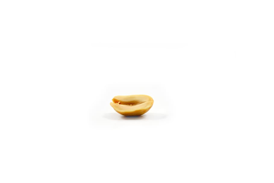 beige peanut on white surface, food, doré, white background, HD wallpaper