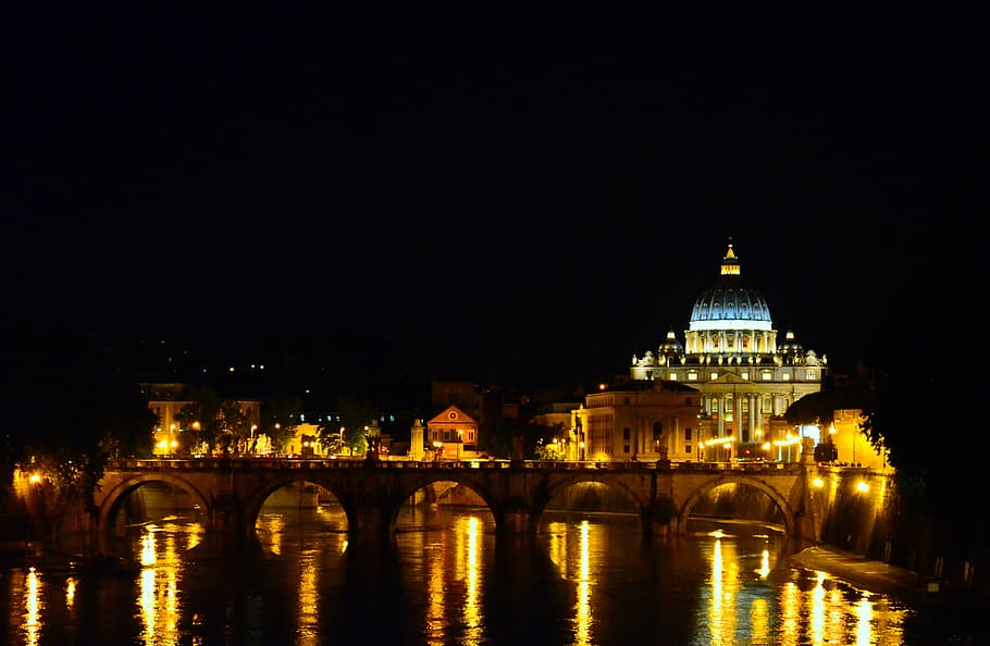 rome, san pietro, vatican, st peter's basilica, tiber, italy, HD wallpaper