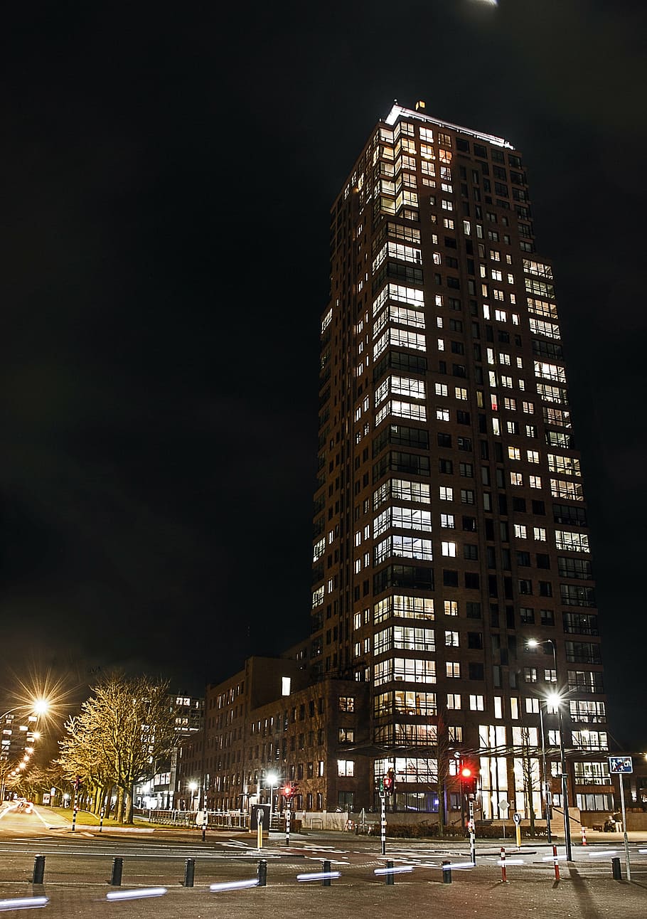 city ​​view, evening, enschede, building exterior, architecture HD wallpaper