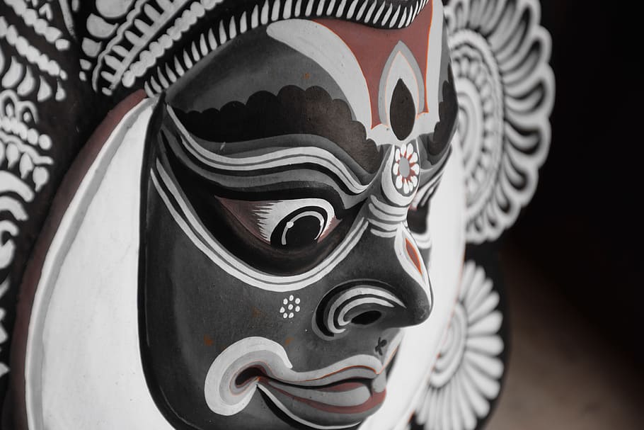 chau mask, purulia, west bengal, india, chau dance, arijit photo, HD wallpaper