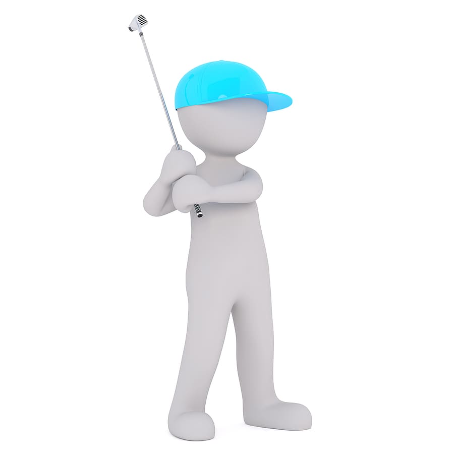 White, Male, 3D Model, Isolated, white male, full body, golf