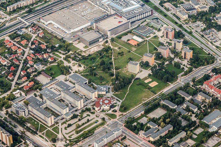 polytechnic university which, the university, the streets, aerial photo