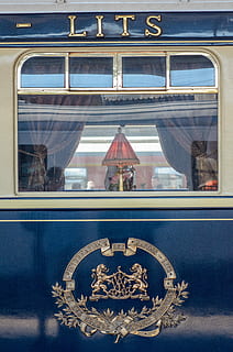 blue car, table lamp with red lampshade, train, noble, wagon HD wallpaper