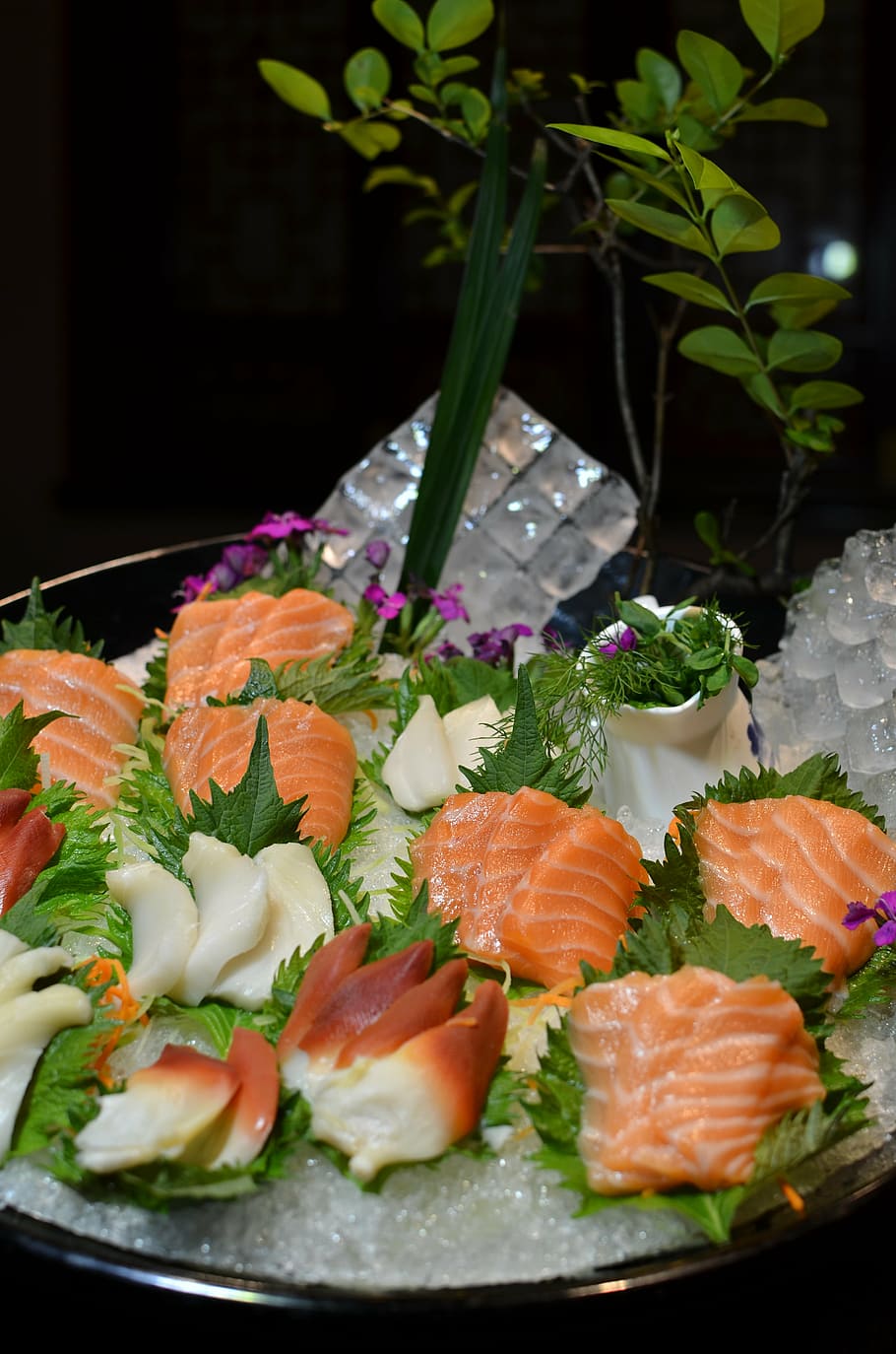 salmon, vegetables, catering, food and drink, freshness, seafood HD wallpaper