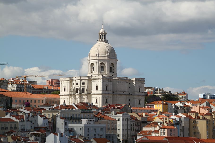 lisbon, church, portugal, lisboa, old town, building, places of interest, HD wallpaper