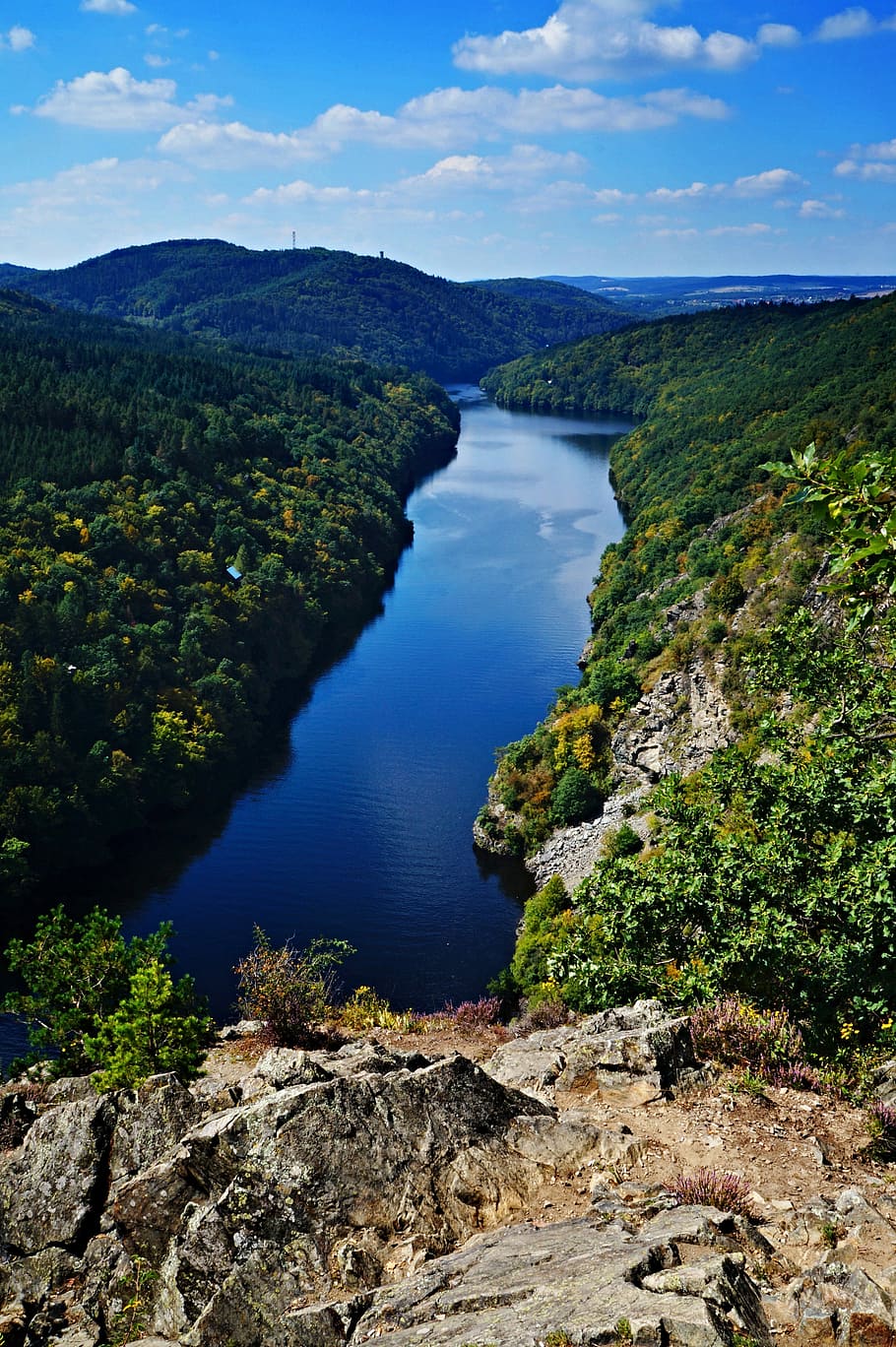 Canyon, Blue, Rocks, View, river, water, cloud - sky, scenics HD wallpaper