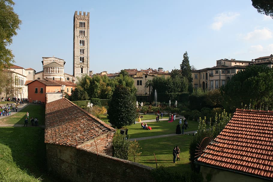 landscape photography of landmark building, Lucca, Torre, architecture HD wallpaper