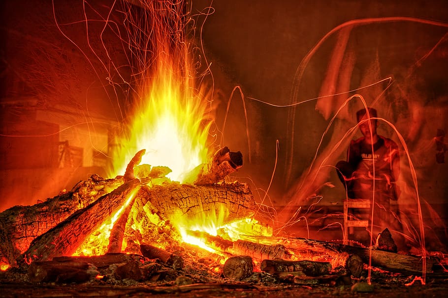 fire, night, light, burning, heat - temperature, fire - natural phenomenon HD wallpaper
