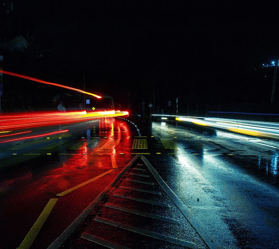 photo of time lapse road during night time, photography of speedlight on highway