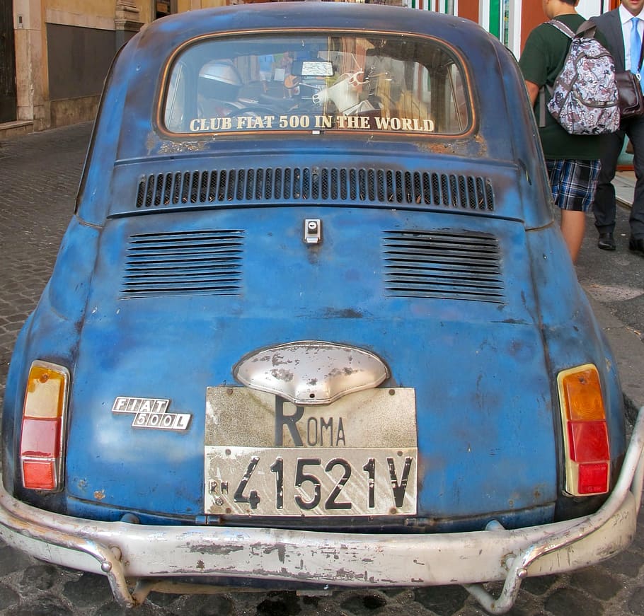 fiat, cinquecento, 500, car, classic, italy, roma, historic HD wallpaper