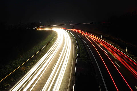 asphalt road during nighttime time lapse shot, light, traffic HD wallpaper