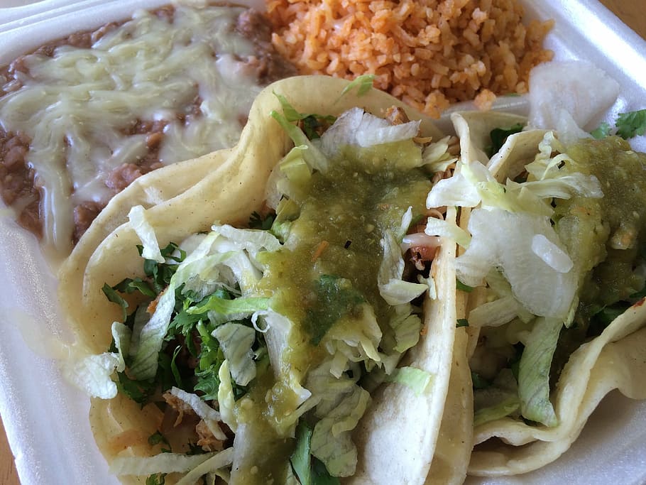 vegetable dish, taco, rice, beans, mexican, lunch, food, thailand HD wallpaper