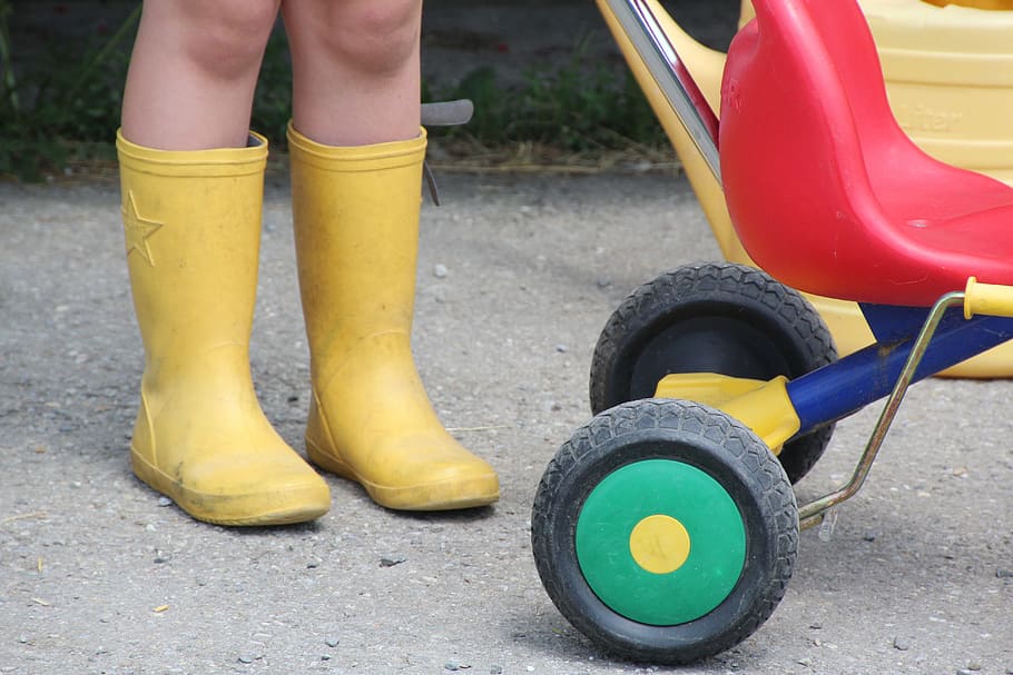 Child, Rubber Boots, Yellow, out, low section, human body part, HD wallpaper
