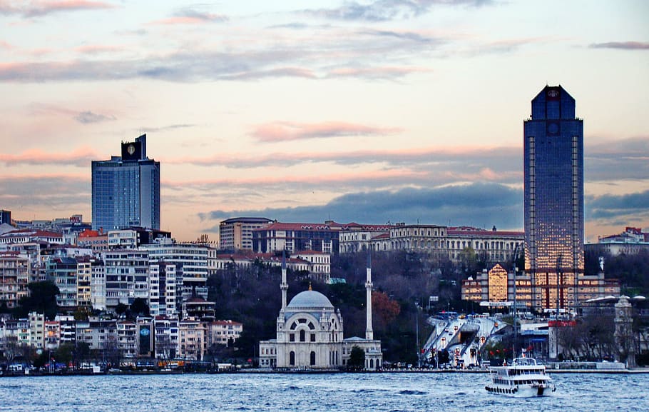 turkey, bosphorus, strait, istanbul, bridge, channel, ship HD wallpaper