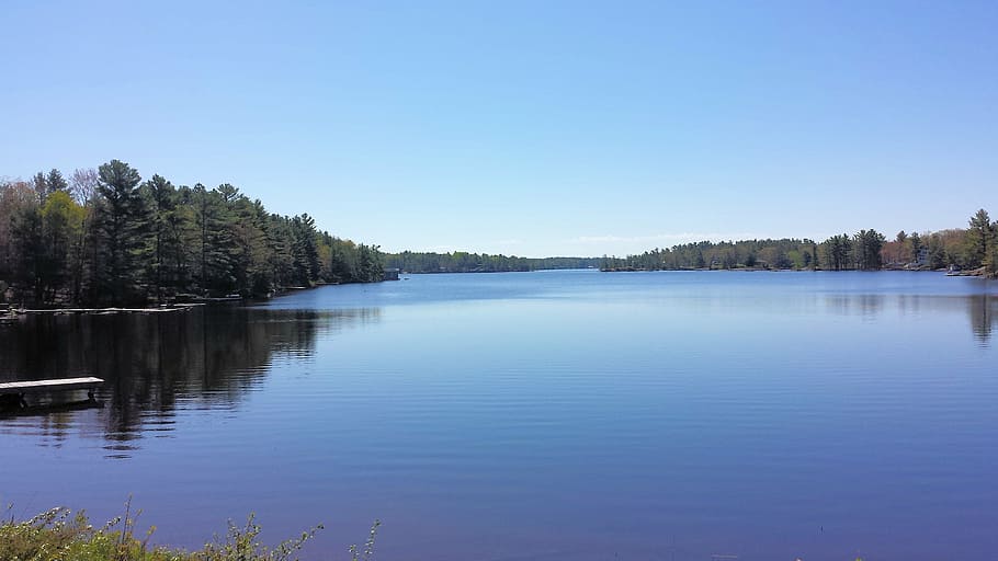 lake, water, nature, reflection, sky, summer, blue, scenic HD wallpaper