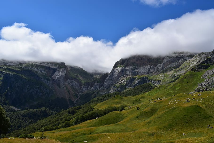 Landscape, Mountain, mountain landscape, clouds, sky, pyrenees HD wallpaper