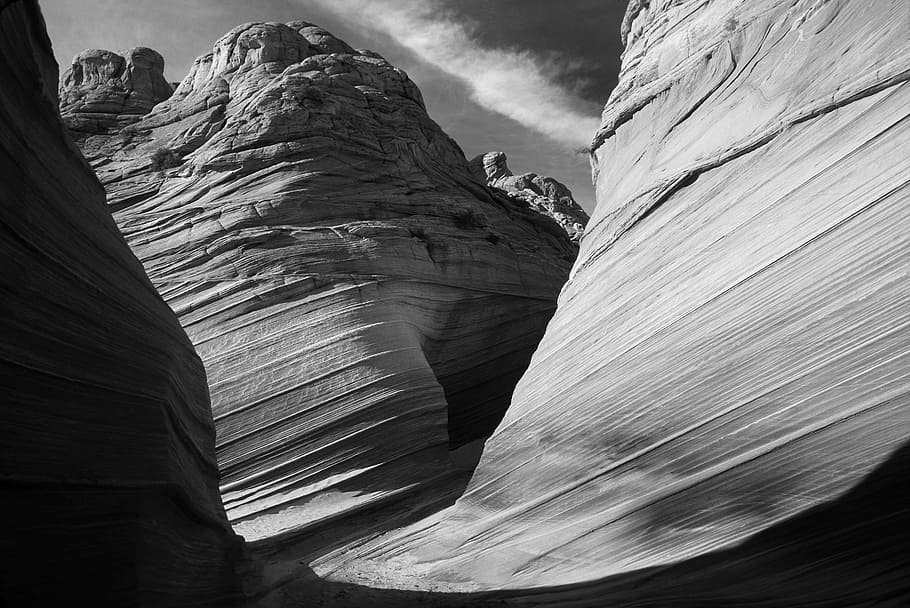 Grand Canyon Cantelope, black-and-white, desert, landscape, mountain, HD wallpaper
