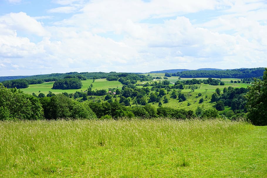 rand ecker maar, landscape, nature, idyll, sky, clouds, summer day HD wallpaper