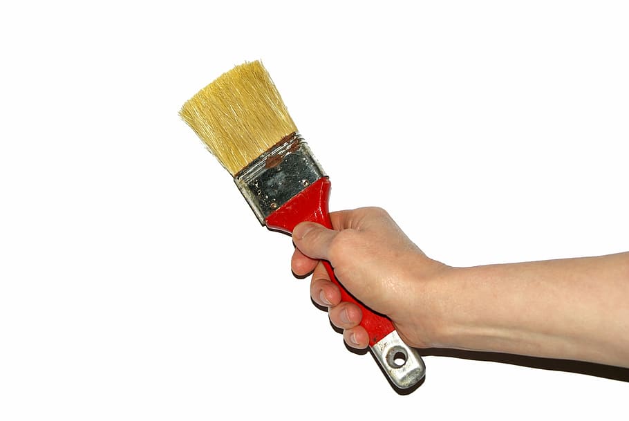 person holding red paintbrush, woman, work, the hand, painter, HD wallpaper