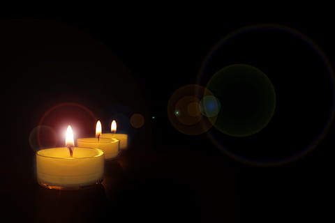 three tealight candles, candlelight, romantic, wax, candlestick HD wallpaper