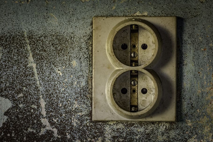 old, power socket, used, close-up, wall - building feature HD wallpaper