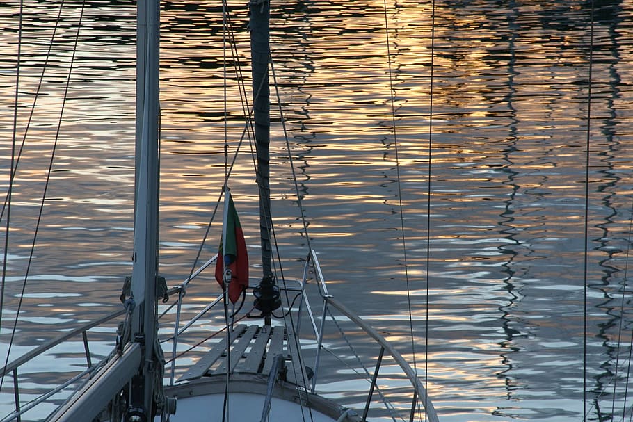 boats, reflections, water, real people, one person, day, nature HD wallpaper