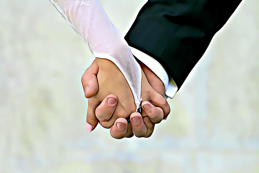 glove, suit, hand, hands, wedding, bride, fiancé, event, digital, HD wallpaper