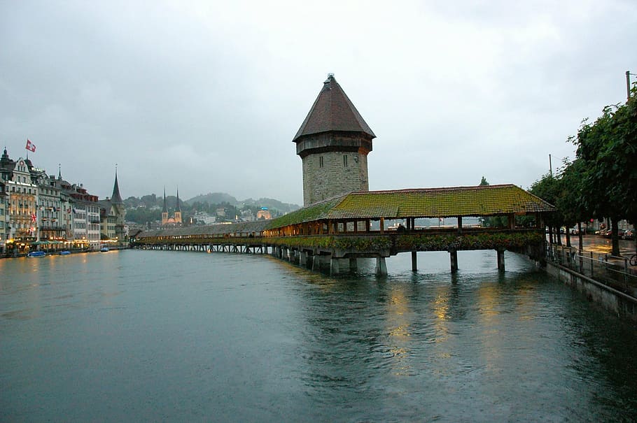 swiss, bridge, river, built structure, architecture, building exterior HD wallpaper