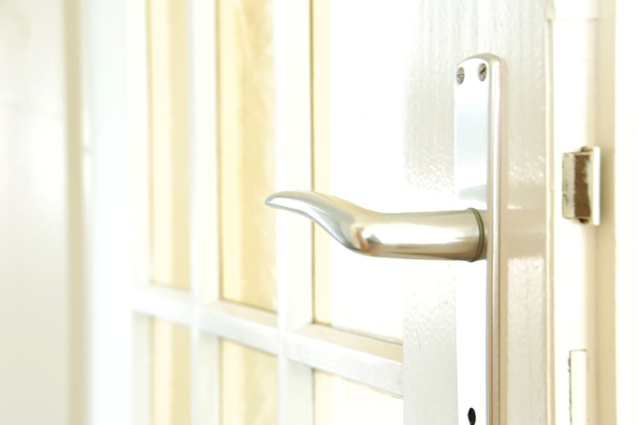 white wooden door, open, welcome, door handle, indoors, home Interior, HD wallpaper