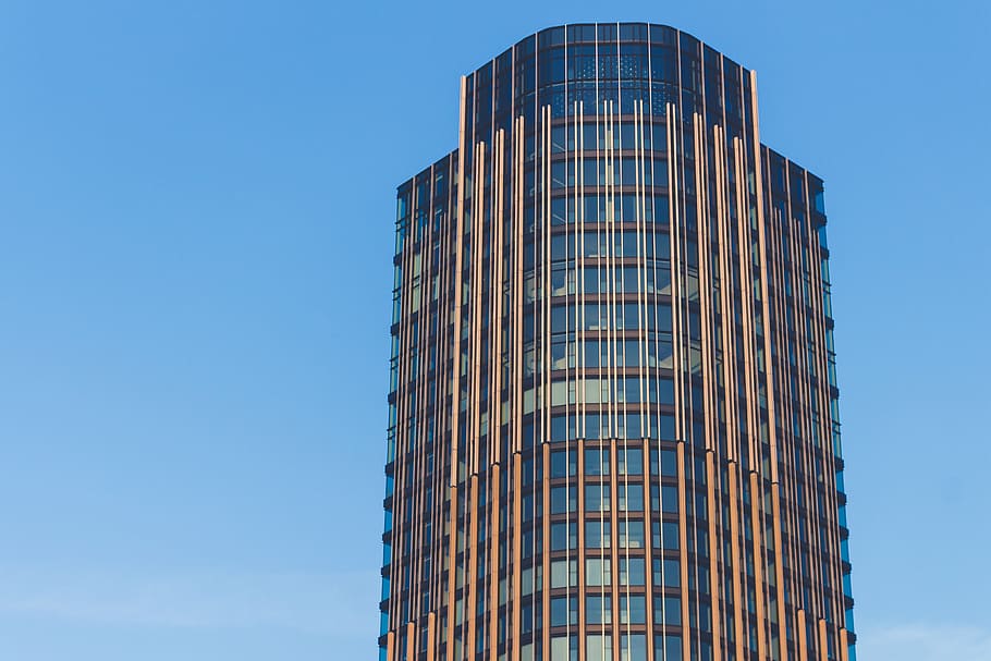 architectural design, architecture, blue sky, building, business HD wallpaper