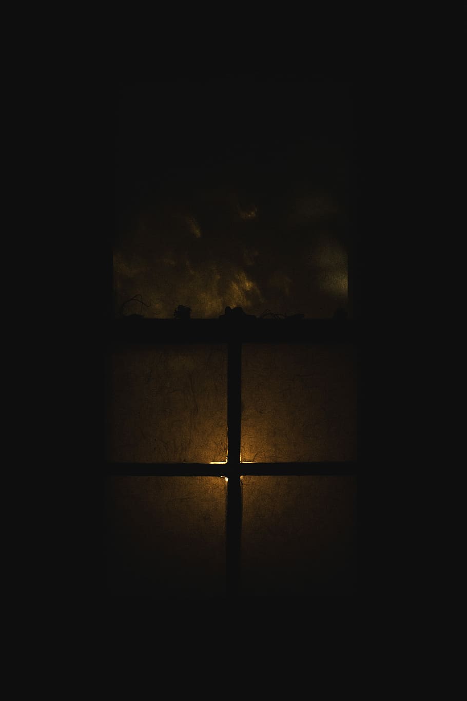untitled, window, frame, light, glow, orange, black, fire, moody HD wallpaper