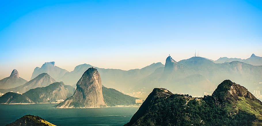 mountain on body of water, rio de janeiro, olympics 2016, niterói, HD wallpaper